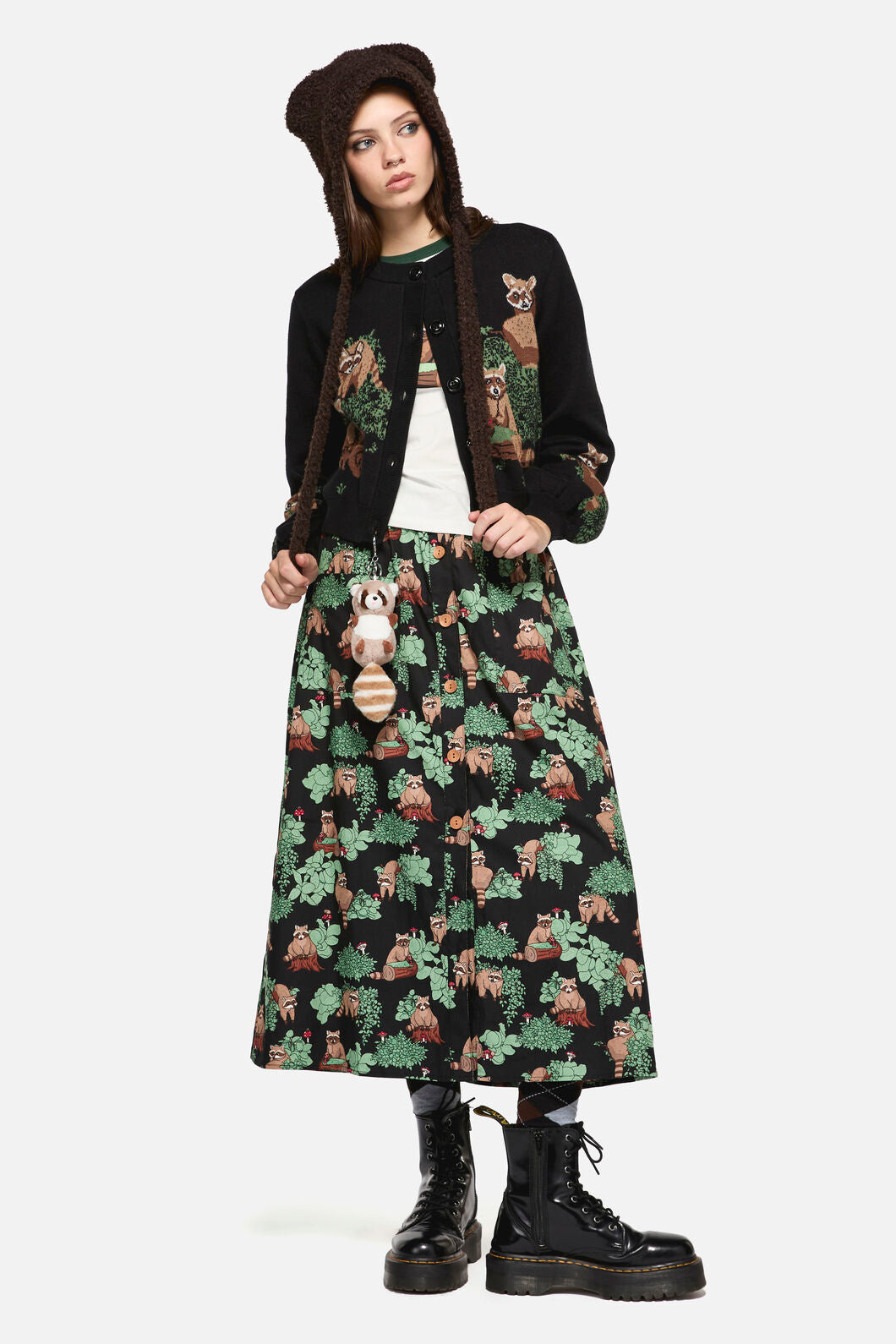 Haus Of Raccon Print Skirt