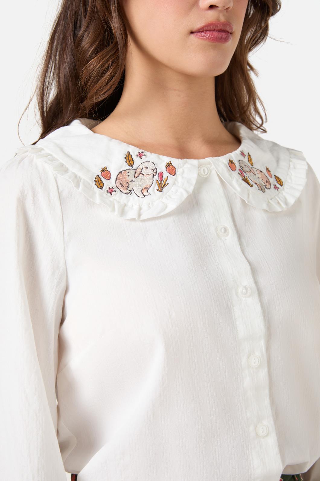 Rabbit Embroidered Blouse