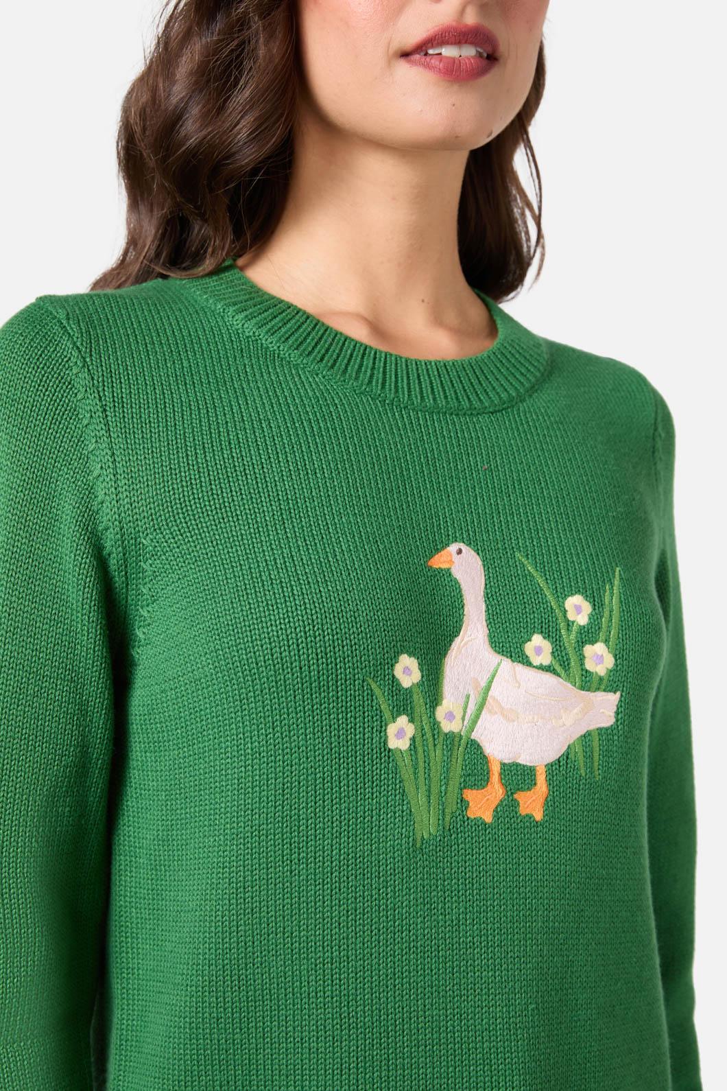 Goose Embroidered Knit Jumper