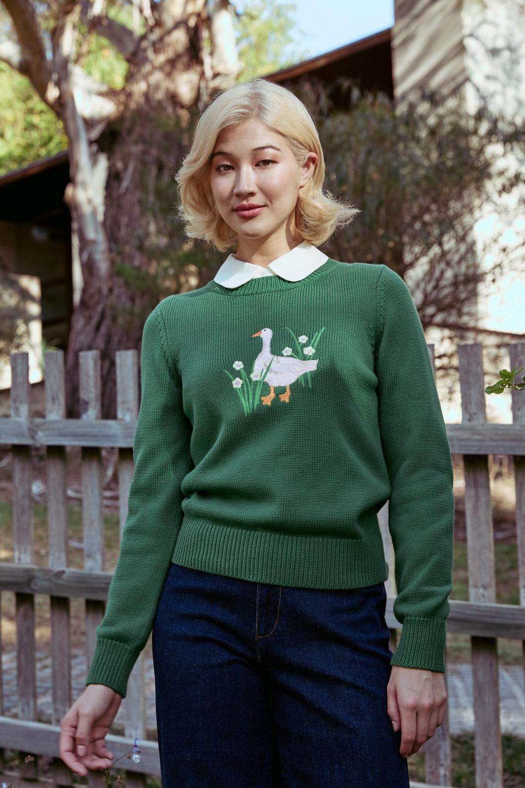 Goose Embroidered Knit Jumper